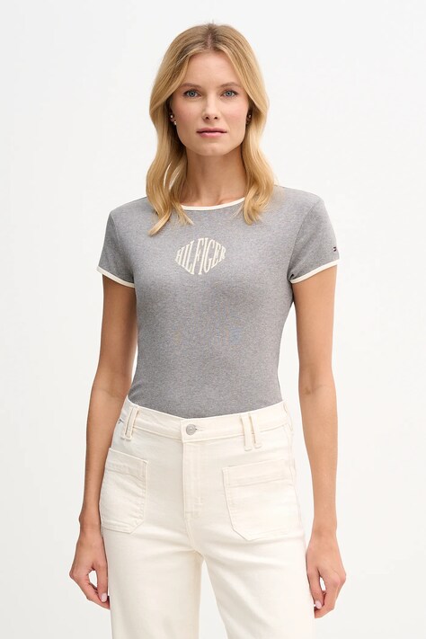 Tommy Hilfiger t-shirt bawełniany damski kolor szary WW0WW47881