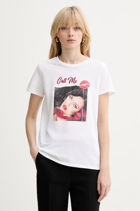 Guess t-shirt bawełniany damski kolor biały W6RI08 K9RM1