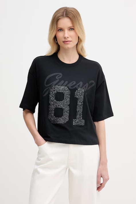 Guess oversize tričko dámske bavlnené čierne W6RI12 K9RM1