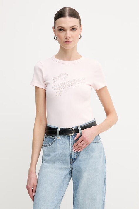 Guess t-shirt damski kolor różowy W6RI22 KA0H1