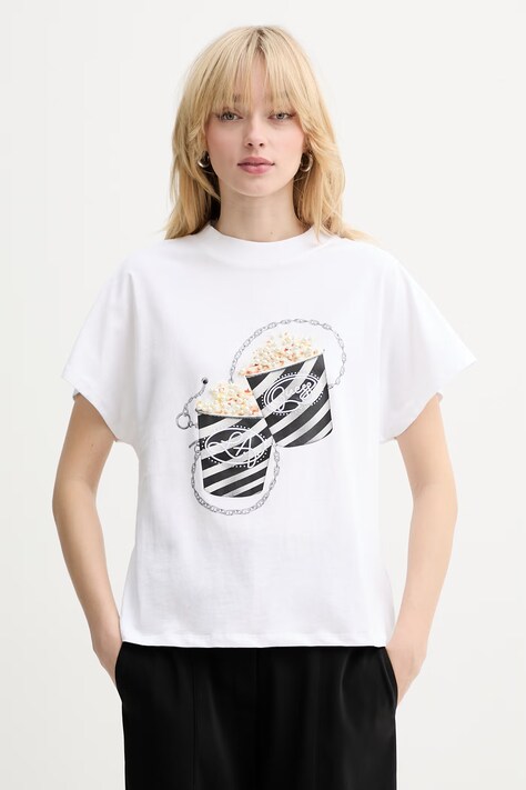 Guess t-shirt bawełniany damski kolor biały W6RI28 I3Z14