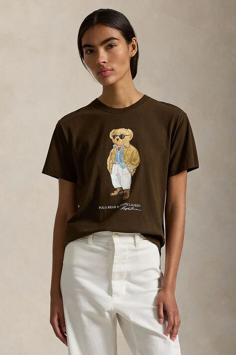 Polo Ralph Lauren t-shirt bawełniany damski kolor brązowy 211A96599