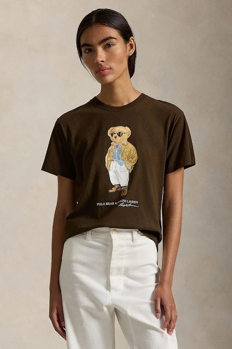 Polo Ralph Lauren t-shirt bawełniany damski kolor brązowy 211A96599