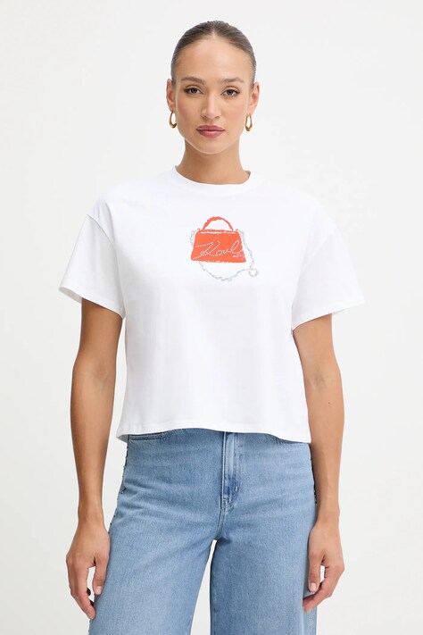 Karl Lagerfeld t-shirt bawełniany damski kolor biały B1W17026
