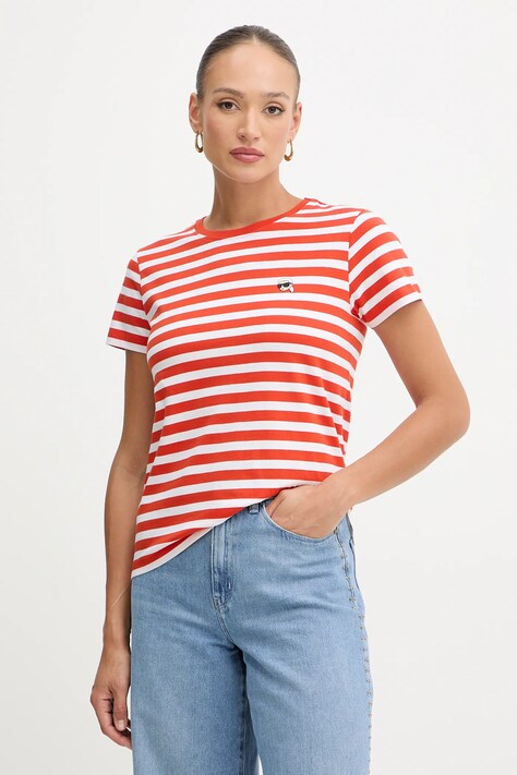 Karl Lagerfeld t-shirt bawełniany IKON damski kolor pomarańczowy B1W17037