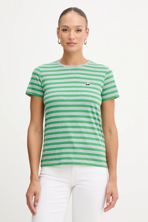 Karl Lagerfeld tricou din bumbac IKON culoarea verde, B1W17037