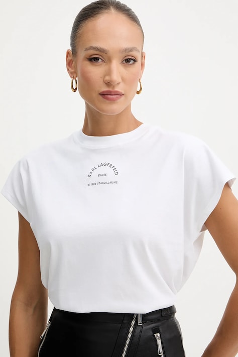 Karl Lagerfeld t-shirt bawełniany damski kolor biały B1W17032