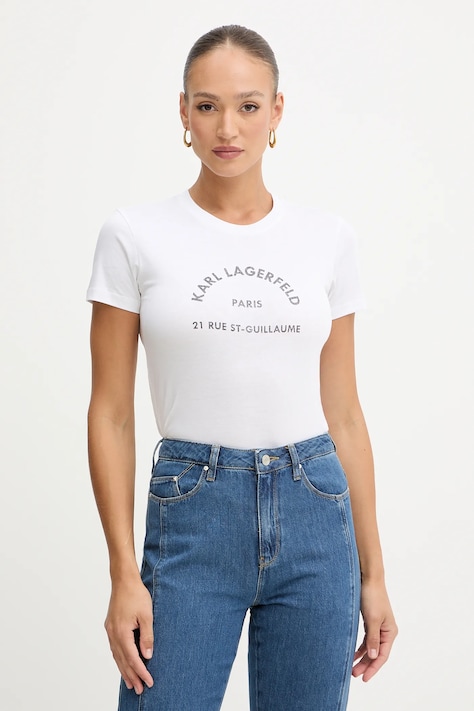 Karl Lagerfeld t-shirt bawełniany damski kolor biały B1W17033