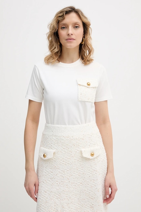 Karl Lagerfeld t-shirt damski kolor beżowy B1W17089