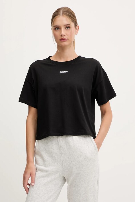 Dkny t-shirt bawełniany damski kolor czarny DP6T1662