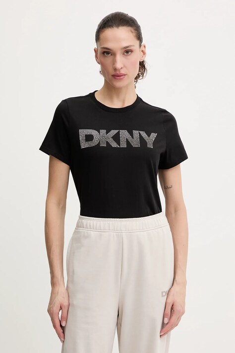 Dkny t-shirt bawełniany damski kolor czarny DP6T1557