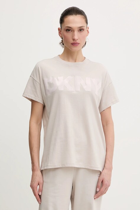 Dkny t-shirt bawełniany damski kolor beżowy DP6T1534