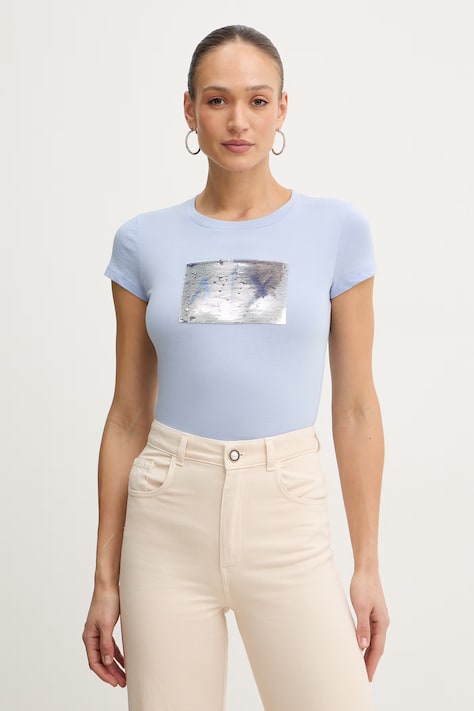 Bombažna kratka majica Armani Exchange ženska, roza barva, 8NYTDL YJ73Z