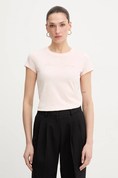 Armani Exchange t-shirt bawełniany damski kolor różowy XW001457 AF10356