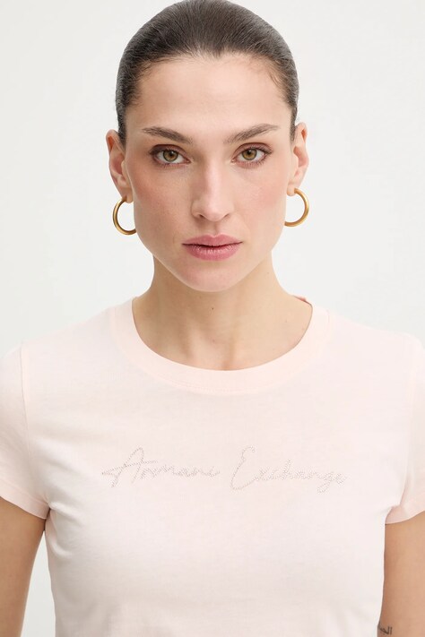 Armani Exchange футболка жіноча бавовняна — SS26-TSD08J, рожевий — фото 4