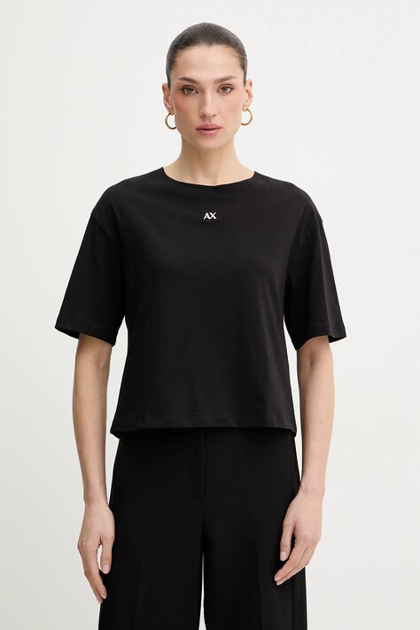 Armani Exchange t-shirt bawełniany damski kolor czarny XW001836 AF10356