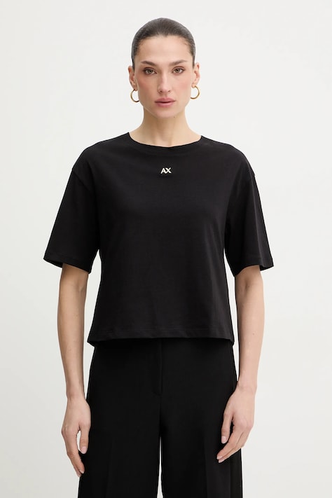 Armani Exchange t-shirt bawełniany damski kolor czarny XW001836 AF10356