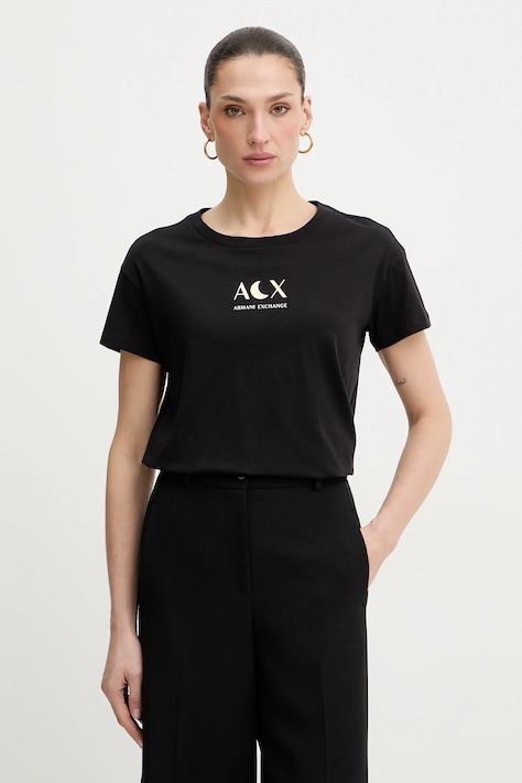 Pamučna majica Armani Exchange za žene, boja: crna, XW001850 AF10356