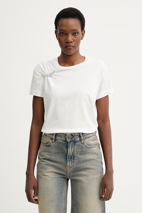 ZADIG&VOLTAIRE t-shirt bawełniany damski kolor beżowy JWTS02871