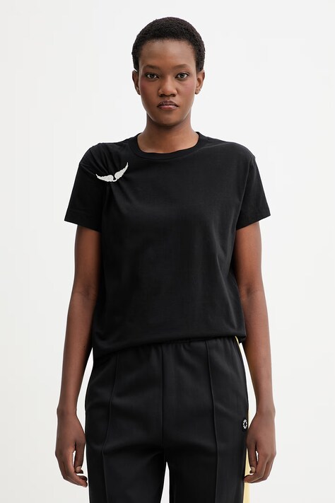 ZADIG&VOLTAIRE t-shirt bawełniany damski kolor czarny JWTS02871