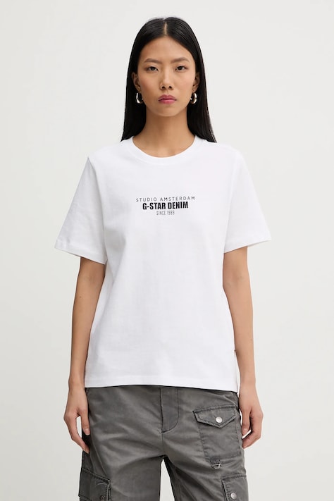 G-Star t-shirt bawełniany damski kolor biały D27976-C336