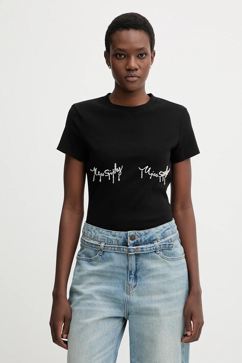 Miss Sixty t-shirt damski kolor czarny 6S3SJ00800