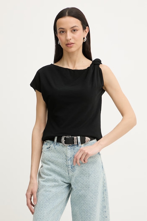 Pinko t-shirt damski bawełniany z elastanem czarny 106373 A35D