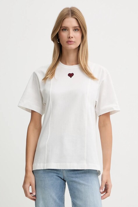 Pinko t-shirt bawełniany damski kolor biały 105665 A326