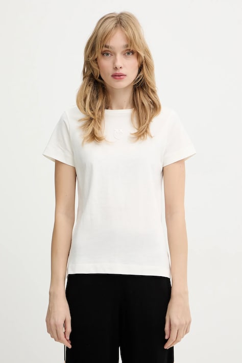 Pinko t-shirt bawełniany damski kolor beżowy 100355 A339