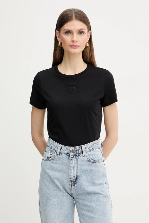 Pinko t-shirt bawełniany damski kolor czarny 100355 A339