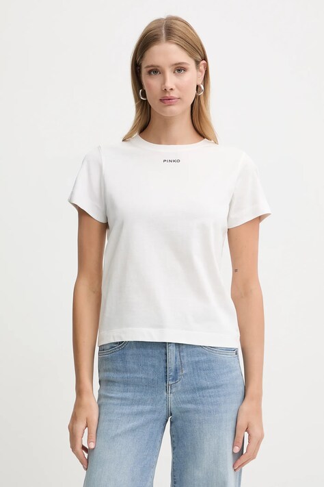 Pinko t-shirt bawełniany damski kolor beżowy 100373 A34F