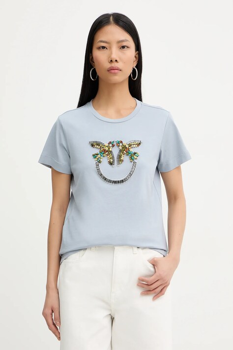 Βαμβακερό μπλουζάκι Pinko χρώμα: μπλε, 100535 A33F