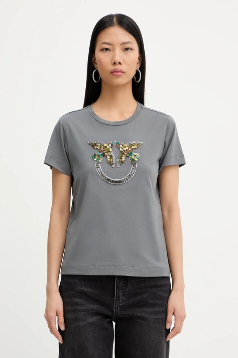 Βαμβακερό μπλουζάκι Pinko χρώμα: γκρι, 100535 A33F