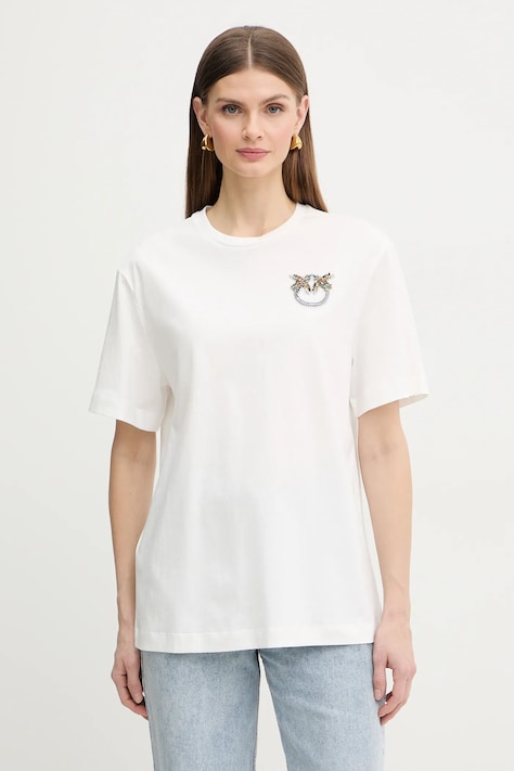 Pinko t-shirt bawełniany damski kolor biały 105526 A33F