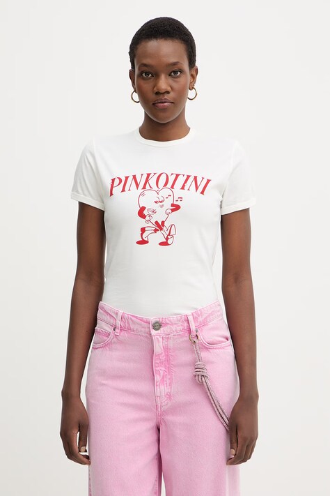 Pinko t-shirt bawełniany damski kolor beżowy 105728 A33P