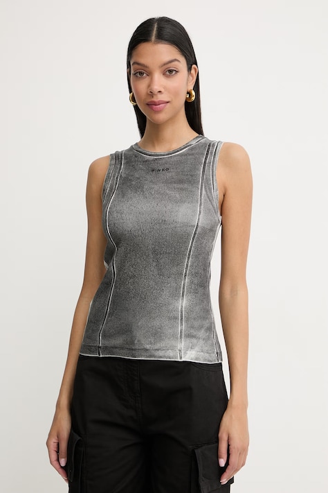Pinko top dámský s bavlnou šedý 106545 A37I