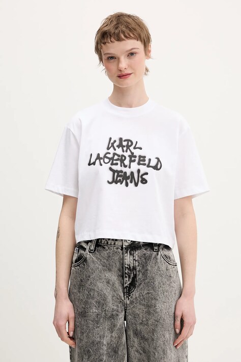 Karl Lagerfeld Jeans t-shirt bawełniany damski kolor biały B1W17054
