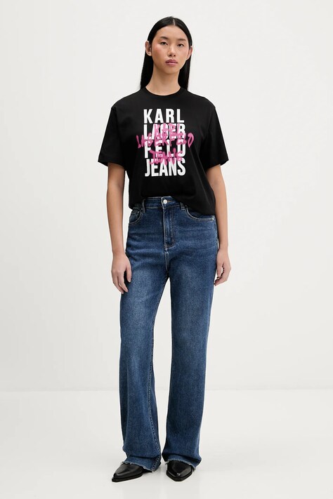 Karl Lagerfeld Jeans t-shirt bawełniany damski kolor czarny B1W17057
