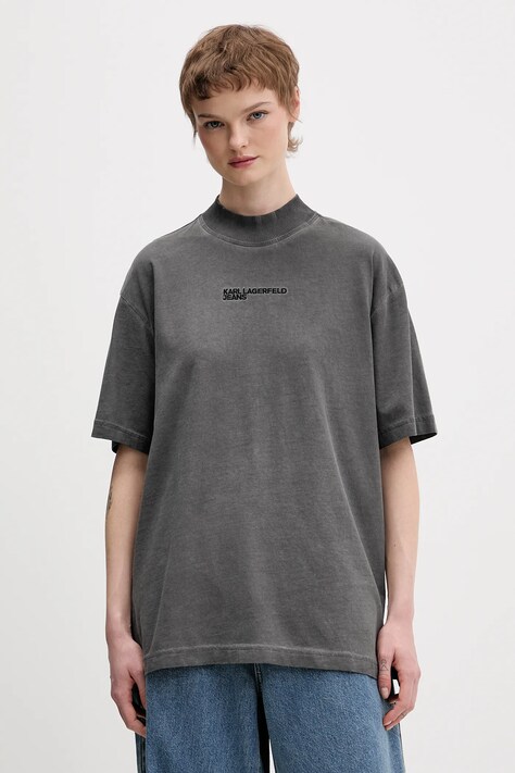 Karl Lagerfeld Jeans tricou din bumbac culoarea gri, B1W17060