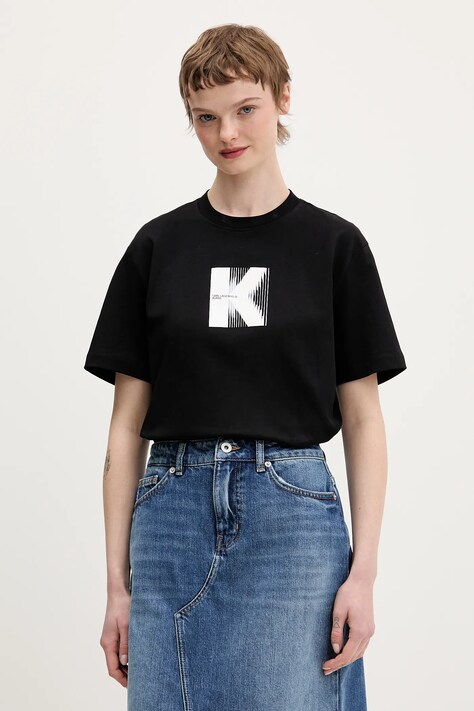 Karl Lagerfeld Jeans t-shirt bawełniany damski kolor czarny B1W17055