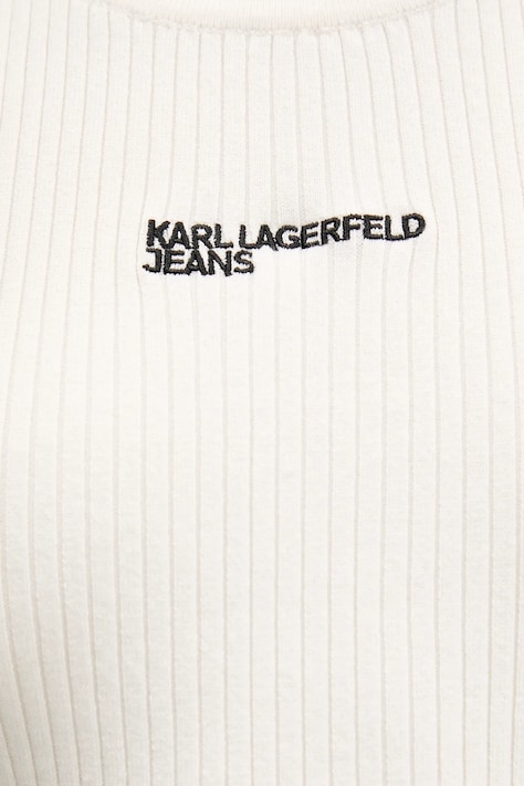 Karl Lagerfeld Jeans кроп-топ жіночий з бавовною — SS26-TSD0CC, бежевий — фото 5