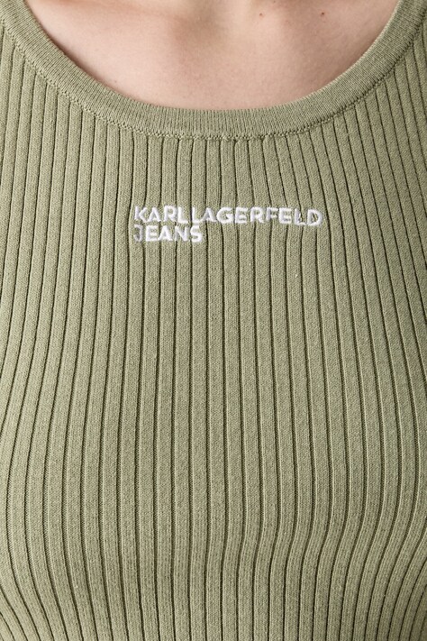 Karl Lagerfeld Jeans кроп-топ жіночий з бавовною — SS26-TSD0CC, зелений — фото 5