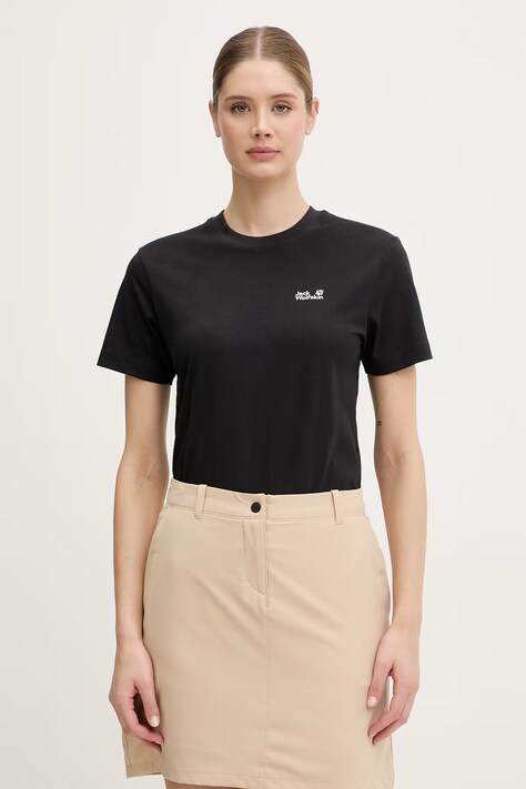 Jack Wolfskin t-shirt damski bawełniany Essential czarny A65757