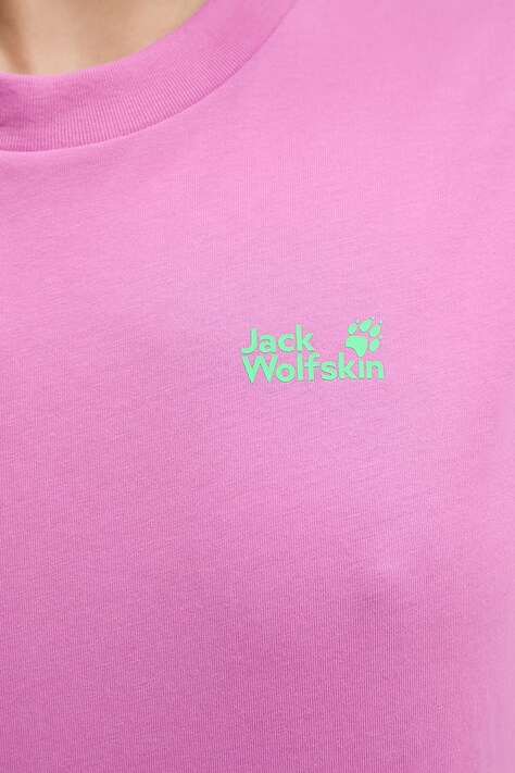 Jack Wolfskin t-shirt damski bawełniany Celebrate The Paw różowy A65913