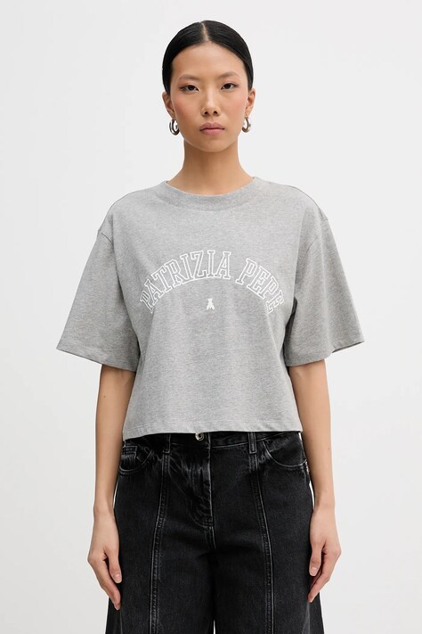 Patrizia Pepe t-shirt bawełniany damski kolor szary 8M1798 J387