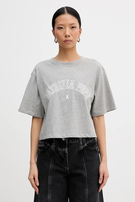 Patrizia Pepe t-shirt bawełniany damski kolor szary 8M1798 J387