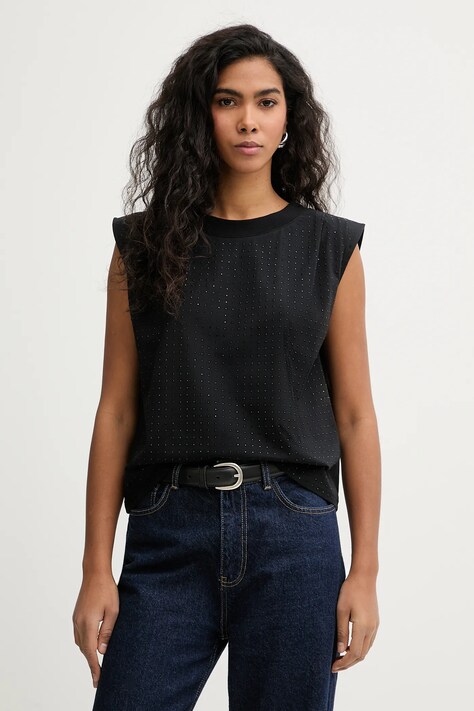 Patrizia Pepe top bawełniany kolor czarny 8M1801 J388
