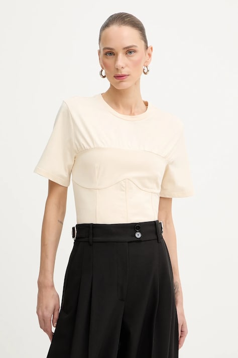 Patrizia Pepe t-shirt bawełniany damski kolor beżowy 8M1803 J387