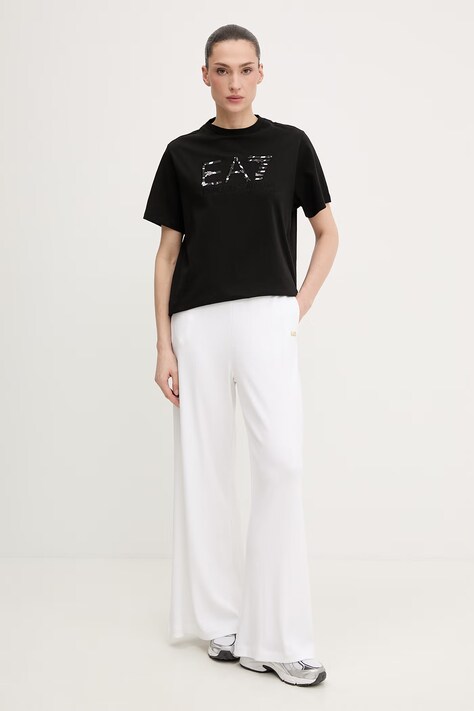Бавовняна футболка EA7 Emporio Armani — SS26-TSD0DK, чорний — фото 2