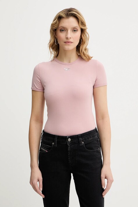 Diesel t-shirt T-UNCUTIESLONG-OD damski kolor różowy A19917.0AHQH